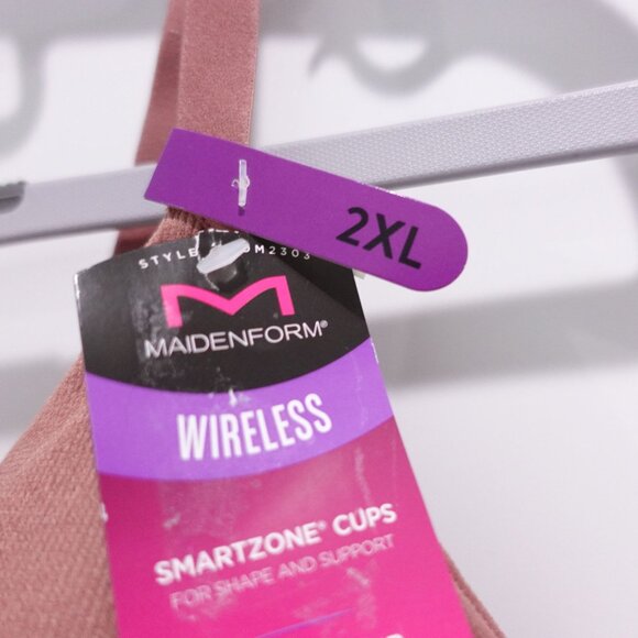 NEW Maidenform M Rib Seamless Bralette Wireless Plus Size 2XL Iced Mocha DM2303 - Picture 3 of 6